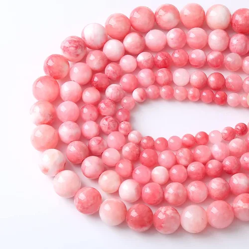 Miniatura 4 de 32 piezas de cuentas de gema de jade persa natural rosa blanco de 12 mm, cuentas sueltas redondas para hacer joyas, pulseras y collares DIY, Jade