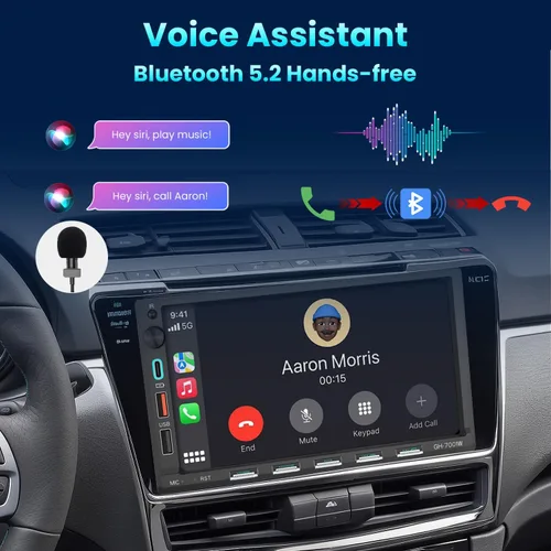 Miniatura 5 de Estéreo de auto doble DIN con pantalla táctil de 7 pulgadas, compatible con Apple CarPlay, Android, Bluetooth, radio AM/FM, USB, carga rápida 3A