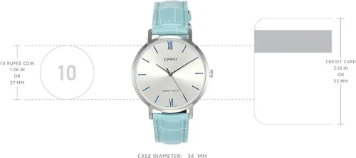 Miniatura 3 de Casio LTP-VT01L-7B3 - Reloj analógico con esfera plateada y correa de piel azul para mujer