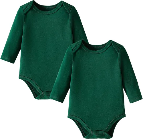 Miniatura 12 de DEFAHN Paquete de 2 mamelucos unisex para bebé, viscosa súper suave de bambú, unicolor de manga larga para bebés niños y niñas