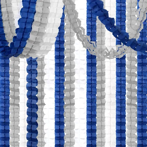 Guirnalda de serpentinas para decoración de fiesta, color azul marino, blanco, plateado, 12 unidades, graduación real 2025, trébol de 4 hojas, Azul