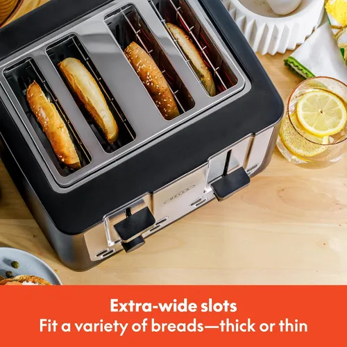 Miniatura 3 de BELLA Tostadora de 4 rebanadas con apagado automático - Ranuras extra anchas y bandeja de migas extraíble y función de cancelar, descongelar