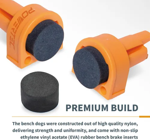 Miniatura 3 de POWERTEC 71188 - 4 perros de banco para agujero de perro de 3/4 pulgadas, con inserto de EVA, herramienta de carpintería para banco de trabajo, mesa