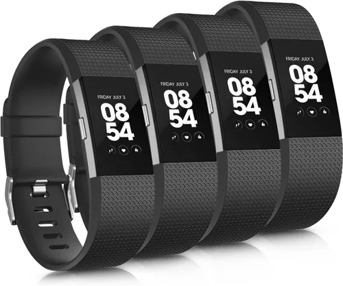 Tobfit Bandas deportivas compatibles con Fitbit Charge 2, paquete de 4, pulseras de repuesto para mujeres y hombres, pequeñas/grandes