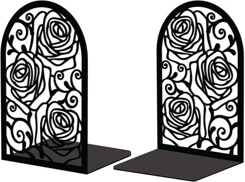 Miniatura 19 de Peacoblue Sujetalibros de Metal para Estantes, Soporte Moderno Decorativo de Servicio Pesado para Libros de Estudio para Oficina, Escritorio