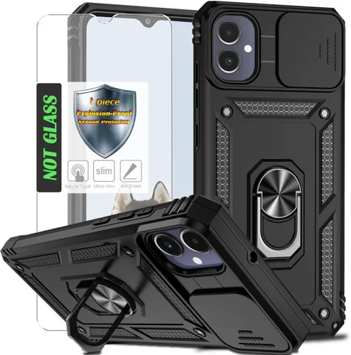 Miniatura 28 de Funda para Galaxy A26 con cubierta para lente de cámara, protector de pantalla HD, protección contra caídas de grado militar, soporte de anillo
