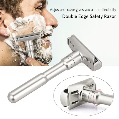 Miniatura 2 de River Lake RZ700 - Maquinilla de afeitar de seguridad clásica ajustable con mango largo (Razor con funda protectora y soporte)