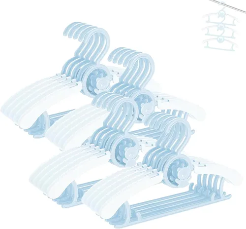 Miniatura 24 de Perchas HGYZE para bebé para armario, colgador antideslizante de 11"-14" ajustable para ropa de bebé para guardería, colgador de plástico para niños