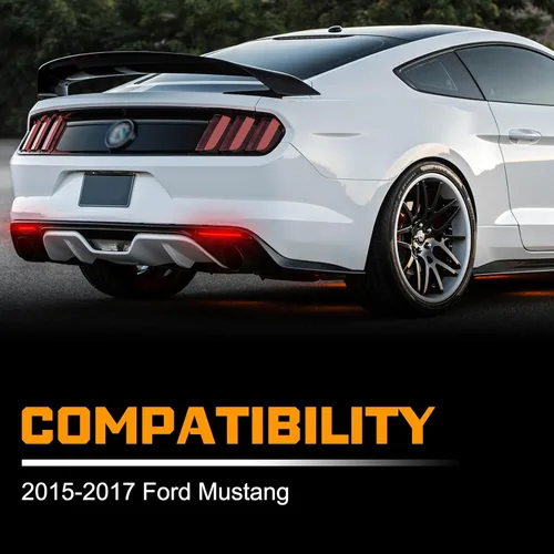 Miniatura 3 de Gempro Luces Reflectantes para Parachoques Trasero para Ford Mustang 2015-2017, Lámparas de Freno y Cola LED, Lente Ahumada, 2 Piezas Reflector
