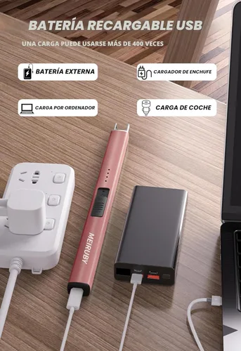 Miniatura 3 de MEIRUBY-Encendedor eléctrico, encendedor de velas recargable USB, encendedor de arco, encendedores para velas, campamento, barbacoa, uso familiar