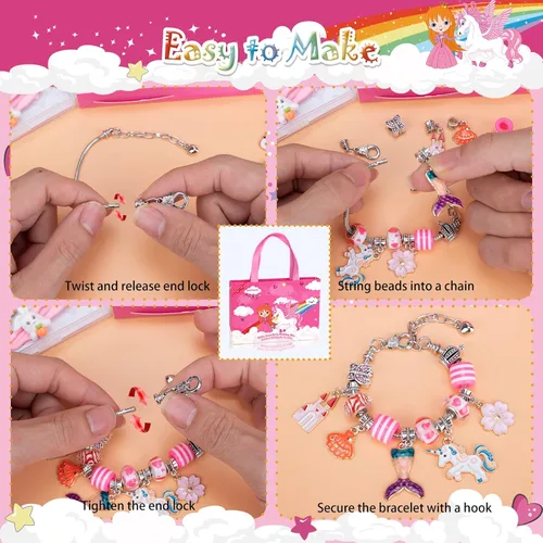 Miniatura 6 de SUZUTOY Kit de fabricación de pulseras para niñas, regalos de unicornios para niñas, artes y manualidades para niños de 4, 5, 6, 7, 8, 9, 10, 11