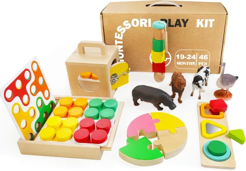 Miniatura 10 de WOODMAM Juguetes Montessori para bebés de 0 a 6 meses, juguetes educativos sensoriales de aprendizaje 9 en 1 para recién nacidos de 0 a 3-6 meses