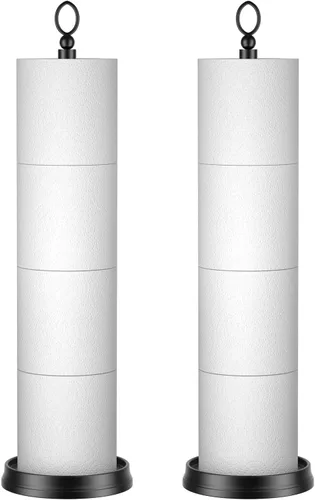 Miniatura 13 de ROLABAM Soporte de papel higiénico pesado (con función de reserva) de pie, soporte de almacenamiento de rollos de papel higiénico de repuesto