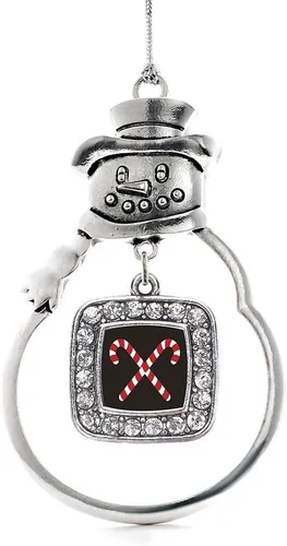 Miniatura 215 de Inspired Silver - Adorno de rodillo de reina - Adorno cuadrado de plata con muñeco de nieve con joyas de circonita cúbica