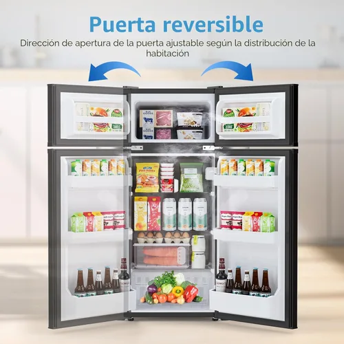 Miniatura 5 de COWSAR - Refrigerador compacto de 4.5 pies cúbicos para dormitorio con congelador, refrigerador de 2 puertas con 2 estantes removibles, termostato