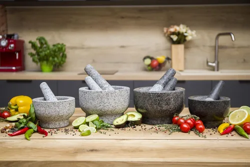 Miniatura 9 de ChefSofi Juego de mortero y maja extra grande de 8 pulgadas con capacidad para 5 tazas - Un mortero enorme y dos majas: 8.5 pulgadas y 6.5 pulgadas