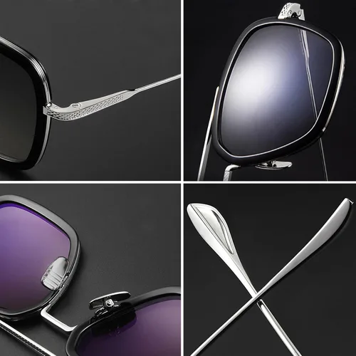 Miniatura 15 de Sehnsucht Tony Stark - Gafas de sol Iron Man con protección UV, cuadradas, de metal, Spider Man Downey Pilot
