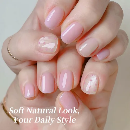Miniatura 5 de Born Pretty Jelly Baby Pink - Esmalte de uñas de gel rosa claro, suave, transparente, neutro, translúcido, color natural, esmalte de gel UV