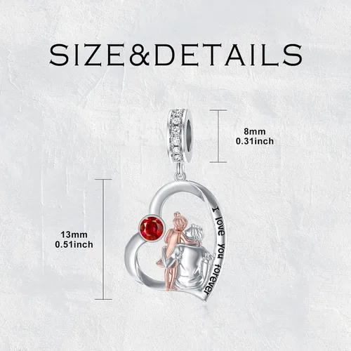 Miniatura 191 de PROESS Dije para padre, madre e hija, pulsera de plata de ley para pulseras, regalos de cumpleaños, día de San Valentín, para hija, madre, amante