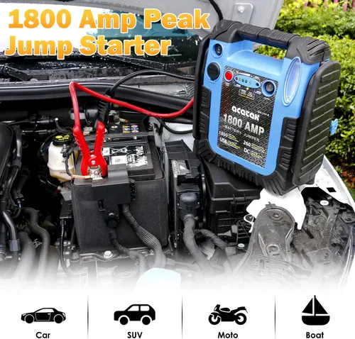 Miniatura 3 de Arrancador de 1800 amperios con compresor de aire, arrancador de batería de coche acetek inflador de neumáticos de 260 PSI, potenciador automático