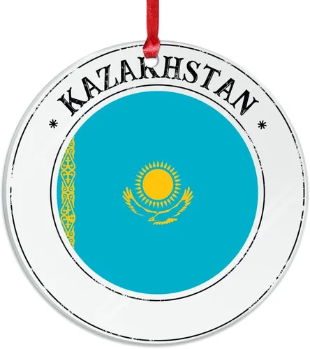 Miniatura 3 de Adornos de Navidad de Kazajstán, bandera de Kazajstán, recuerdo de Navidad, adornos de Navidad acrílicos, bandera nacional, recuerdo de país