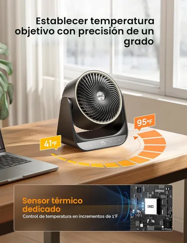 Miniatura 8 de Dreo Calentador de habitación entera 714, oscilación 3D vertical de 60° y horizontal de 90°, circulador de largo alcance de 12 pies por segundo, 3