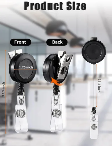 Miniatura 2 de Paquete de 30 carretes retráctiles para insignias con clip giratorio - Soportes retráctiles para insignias resistentes al por mayor, clips