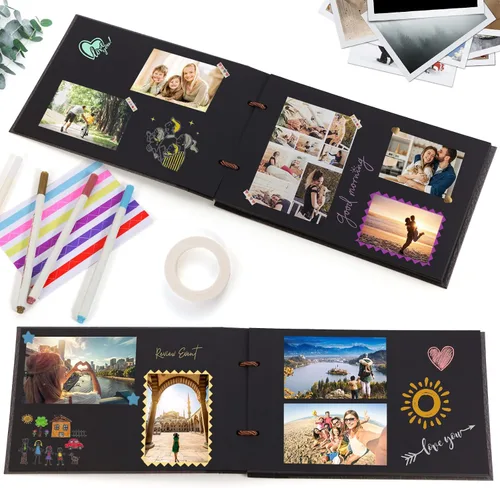 Miniatura 4 de Álbum de fotos autoadhesivas, collage de fotos con 80 páginas para 4 x 6, 5 x 7, 6 x 8, 8 x 10, álbumes de recortes, libro de fotos para niños, Rojo
