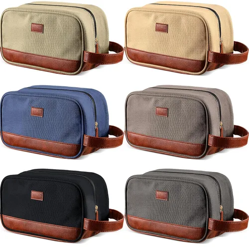 Paterr 6 bolsas de aseo para hombre, para viajes, bodas, padrinos de boda, regalos de lona y cuero, bolsa de afeitar para padrinos de boda, regalos