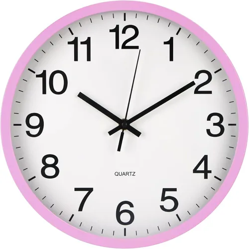 Miniatura 13 de Reloj de pared silencioso sin tictac, movimiento de cuarzo, estilo moderno, simple, redondo, de plástico, para hogar, oficina, escuela, sala de Negro