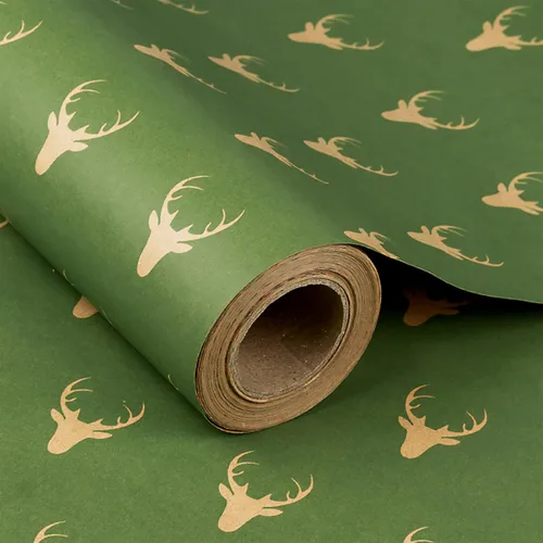 Miniatura 11 de RUSPEPA Papel de regalo de Navidad, papel Kraft, diseño navideño con muñeco de nieve, 24 pulgadas x 100 pies, rollo jumbo