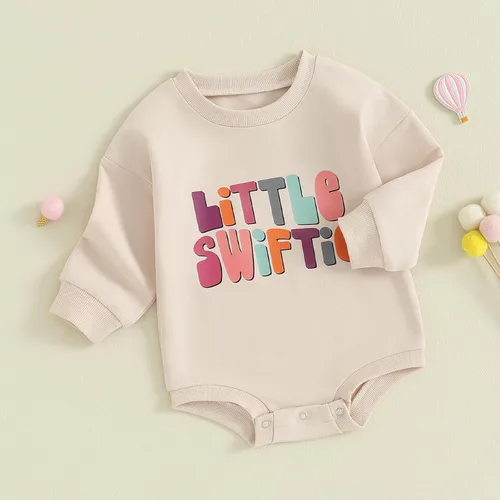 Miniatura 2 de VSQWLZT Mameluco de manga larga para bebé niña de otoño e invierno, mameluco con letras florales, overol de una pieza de gran