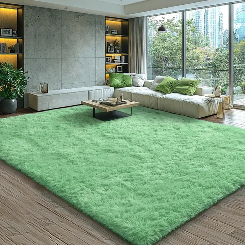 Miniatura 84 de EVOIONOS - Alfombra redonda gris para dormitorio, 5x5 pies; alfombras circulares suaves y esponjosas para sala de estar, alfombras de felpa peludas