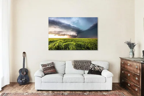 Miniatura 5 de Storm Wall Art (Ready to Hang) Metal Print of Supercell Thunderstorm Over Wheat Field on Stormy Spring Day in Kansas Weather Photography Nature