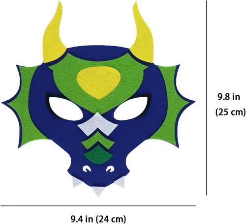 Miniatura 7 de iROLEWIN Paquete de 12 máscaras de dragón de fieltro para niños, recuerdos de fiesta, juguetes de dinosaurio, disfraces para niños y niñas, regalos