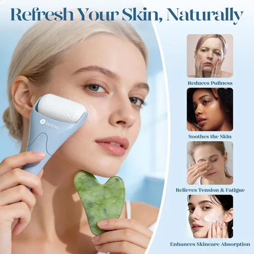 Miniatura 4 de BAIMEI IcyMe - Rodillo de hielo para cara y juego de herramientas faciales Gua Sha, rodillo facial de hielo que reduce la hinchazón, herramientas
