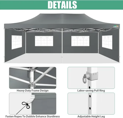 Miniatura 50 de COBIZI Tienda de campaña desplegable de 6.6 x 6.6 pies, toldo resistente, fácil de instalar, impermeable, para exteriores, fiestas, playa, jardín