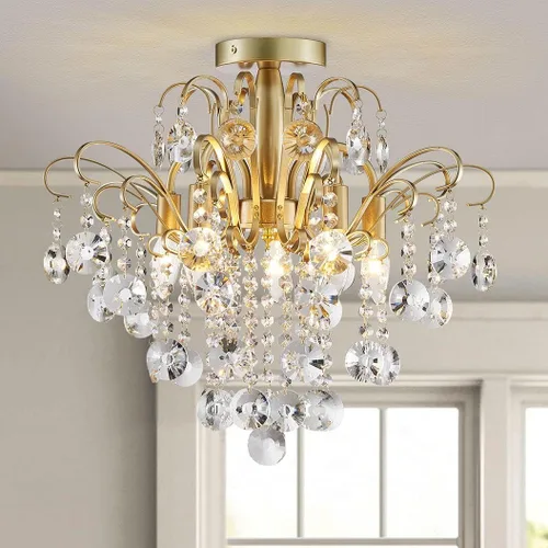 Miniatura 17 de WUZUPS Candelabro colgante de cristal con 5 luces, lámpara de techo moderna para dormitorio, pasillo, bar, cocina, baño, 20.3 pulgadas de alto
