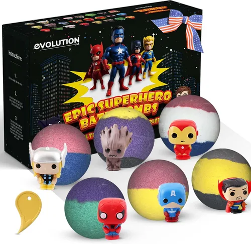 Miniatura 13 de EvolutionUSA Juego de 12 bombas de baño Bloom con juguetes, adorable set de bombas de baño para niñas, bombas de baño burbujeantes para niños, bola