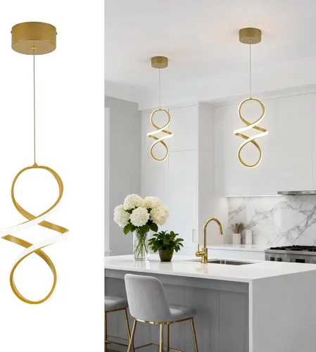 Miniatura 20 de MAYNA Lámpara Colgante LED en Espiral, Candelabro LED Moderno de 18W, 4000K Lámpara Colgante de Altura Ajustable para Cocina, Sala de Estar