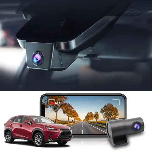 Fitcamx Cámara de salpicadero delantera y trasera 2K para Lexus NX 350 300 Sport 250 F Premium, aspecto OEM, video HD dual de 1440P+1080P, grabación