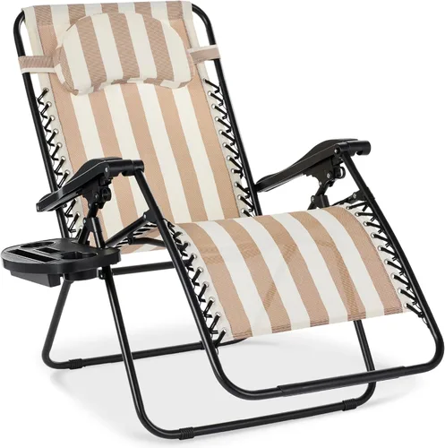 Miniatura 40 de Best Choice Products Silla de gravedad cero de gran tamaño, plegable para patio al aire libre, reclinable, con soporte para tazas, bandeja de Verde