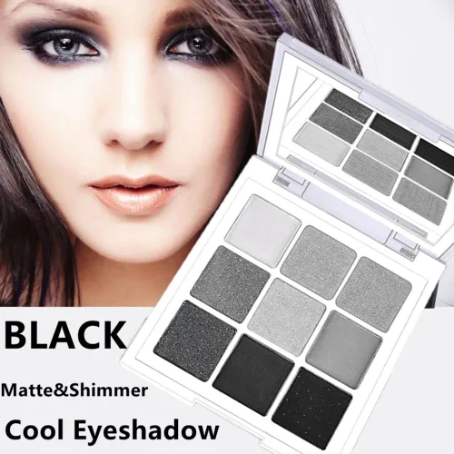 Miniatura 2 de Go Ho Paleta de sombra de ojos ahumada negra, gris y plateada, paleta de maquillaje de ojos mate y brillante, paleta de sombra de ojos gótica