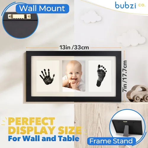 Miniatura 4 de Bubzi Co Kit de huellas de manos y marco de fotos de huellas para niñas y niños recién nacidos, set de regalo único para baby shower, decoraciones