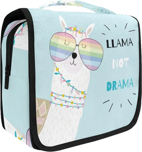 senya Kit de neceser de viaje colgante, estuche de maquillaje, organizador de cosméticos para hombres y mujeres (Lama Alpaca Drama)