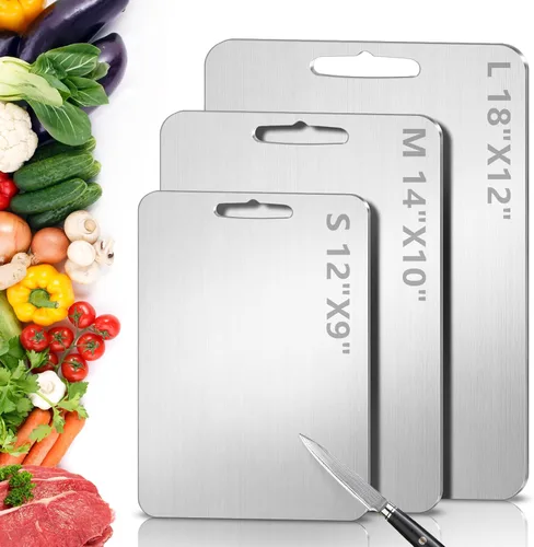 Tabla de cortar de titanio para cocina - Tablas de cortar de titanio 100% puro no tóxicas - Nueva actualización 2025 tablas de cortar de metal de