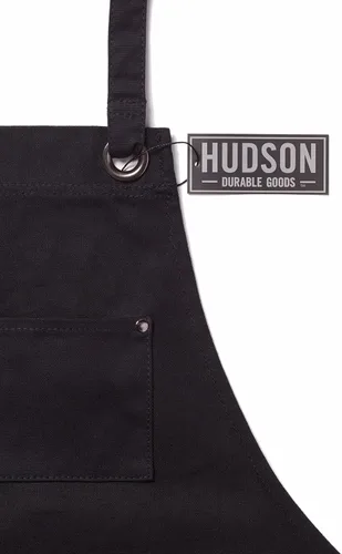 Miniatura 8 de Hudson Durable Goods Delantal de lona encerada de alta resistencia para hombres y mujeres, delantal de trabajo ajustable con bolsillos para Negro