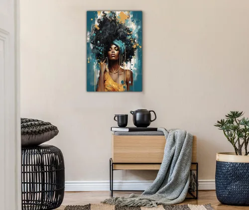 Miniatura 48 de Arte de pared afroamericano, decoración de rey y reina bailarín negro para sala de estar, arte de pareja de amor negro para dormitorio, lienzo