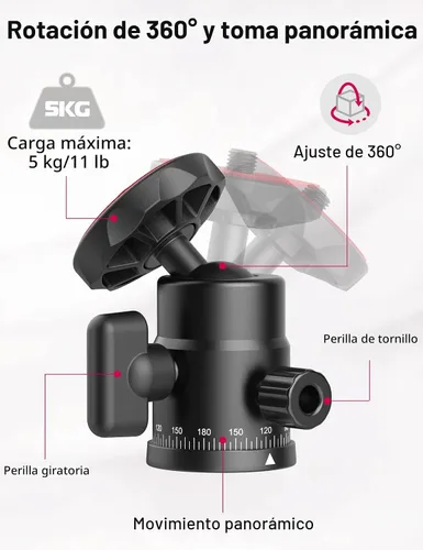 Miniatura 2 de ULANZI H28 - Cabezal de trípode panorámico con doble zapata caliente y adaptador de montaje de cámara DSLR, accesorios de fijación de fotografía