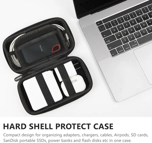 Miniatura 3 de Ginsco Estuche de protección de carcasa dura, bolsa organizadora de accesorios electrónicos para MacBook Air/pro, adaptadores, cargadores, cables